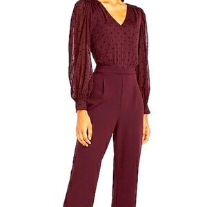 Express merlot jumpsuit L polkadot top